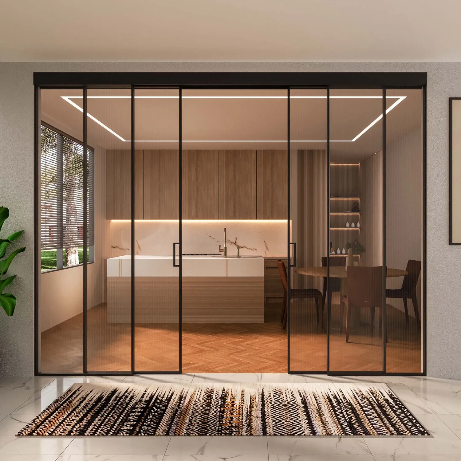 Slim Profile Glass Doors for Home or Office Interior